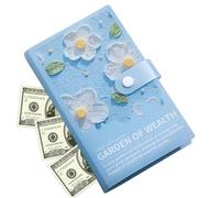 Livre d'argent budgétaire - Défi d'économie, organiseur d'enveloppe avec peinture à l'huile 3D, financier avec portefeuille portable, carnet de paiement, gestion des dépenses, journal de caisse