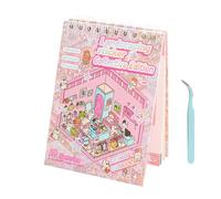 Livre d'autocollants 3D houśe Scène - 16 ensembles d'autocollants DI Y Miniatūre Scène de chambre | Collection d'autocollants 3D houśe Boøk, livre de collection de dessins animés créatifs avec twezers