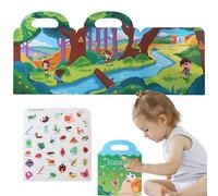 Livre d'autocollants calmes, livre d'autocollants réutilisables pour | Papassier portable imperméable - Outil d'apprentissage d'éducation précoce pliable pour plus de 3 ans avec poignée pour