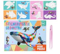 Livre d'autocollants de coloriage - Puzzle léger de 180 g avec motifs géométriques - Outil d'apprentissage créatif - Activité maternelle - Voyage en avion, camp d'été, projet de maison de w nd
