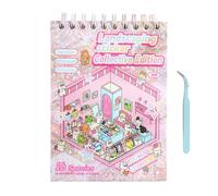 Livre d'autocollants de scène - 14 x 19,5 x 2,5 cm, livre d'artisanat, ensemble d'autocollants en carton PET, designs de maison et de magasin avec pages de jeu créatives | Amusement de développe