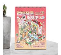 Livre d'autocollants de scène miniature 3D - décalcomanies créatives - 3d Fun House Scene Stickers Book Mute Craft Scrapbook Decals for Relief Stress