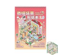 Livre d'autocollants de scène Miniature - Collection de journaux de Bricolage 18K, Jouet éducatif pour | Matériel décoratif pour Les Autocollants sur Le thème de la Petite Maison, Livre