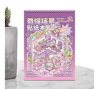 Livre d'autocollants de scène miniature, livre d'autocollants de scène miniature 3D - Décalcomanies d'artisanat - 3D Fun House Scene autocollants Livre des décalcomanies de scrapbookier mignon pour le