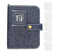 Livre d'autocollants en denim - Mini carnet de notes de poche | Organisateur mignon d’autocollants de classeur à anneaux | Rangement de papeterie Portable, cadeau pour d'école primaire, Scrapb