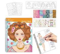 Livre d'autocollants interactifs pour habillage - Activités éducatives de dessin et de peinture, pages réutilisables, autocollants et modèles de bijoux | Parfait pour jouer à la maison, à l'école, en