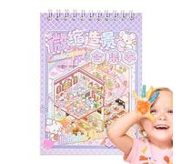 Livre d'autocollants miniatures 3D - Cadeaux de fête - Kit de décoration de chambre - Kit d'autocollants de dessin animé imperméables - Motifs de scène de chalet simulés pour adultes et adolescents