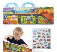 Livre d'autocollants pour véhicules, livres d'autocollants réutilisables, jouets de livres calmes résiduels imperméables - Décoration nécessaire avec poignée, instrument éducatif précoce pliable pour
