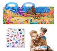 Livre d'autocollants réutilisables pour , livres d'autocollants de voyage pour - Puzzle étanche et portable - Outil d'apprentissage précoce pliable pour les de 3 ans et plus