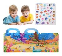 Livre d'autocollants silencieux - Livres silencieux et récupérables - Étanche - Décoration de nécessité avec poignée, outil d'apprentissage préscolaire pliable - Pour les de 3 ans et plus