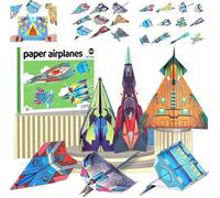 Livre d'avion en papier à faire soi-même, kit de livre d'avion en papier, 12 avions créatifs pliants avec 36 feuilles de papier origami coloré, designs créatifs et projets amusants à détacher