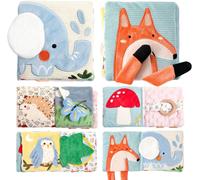 Livre De Bébé En Tissu Avec Miroir, Jouet Pour Bébé De 0 À 6 Mois - Livre Sensoriel Interactif - Livre D'or Crépitant Pour Bébé - Cadeaux Pour Nouveau-Né - Éléphants