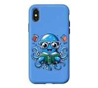 Livre de bibliothécaire Sea Ocean Giant Squid Lecture Pieuvre Coque pour iPhone X/XS