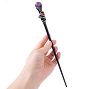 Livre de bricolage pour adultes - 1 baguette magique en cristal naturel faite à la main - Pour cosplay, Halloween, sceptre, sorcière, Cane - Artisanat pour adultes de moins de 10 ans (violet, taille