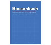 Livre de caisse A4 plus de 2100 entrées - 32 feuilles - Sans TVA - Pour club, petit bureau fiscal, maison - Studio de beauté indépendant - Bleu