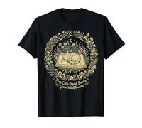 Livre de Chat endormi - Couronne de Fleurs Sauvages et Champignons - Esthétique T-Shirt