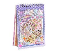 Livre de collection d'autocollants pour maison - Autocollants en papier enduit de dessin animé | Scènes d'autocollants anti-stress avec pince à épiler | Thérapie de scène miniature pour adultes et