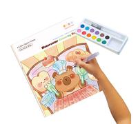 Livre de coloriage à l'eau | Kit de peinture de dessin animé | Ensemble de livres d'aquarelle éducatifs adaptés aux débutants pour de 3 ans et plus