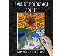 Livre De Coloriage Adulte: Paysages Anti Stress: Livre de Coloriage Adulte avec des Paysages, Mandalas, Fleurs, Animaux, Monuments, Nature, Femmes, Japon et Villes Zentangles Exotiques