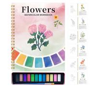 Livre De Coloriage Aquarelle - Cahier De Travail Aquarelle Avec 12 Couleurs Peintures | Ensemble De Pratique De Peinture Pour Débutants Avec Peintures Et Pinceaux Pour Les Débutants Scolaires (Fleurs)