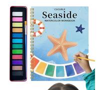 Livre De Coloriage Aquarelle - Cahier De Travail Aquarelle Avec 12 Couleurs Peintures | Ensemble De Pratique De Peinture Pour Débutants Avec Peintures Et Pinceaux Pour Les Scolaires (Bord De Mer)