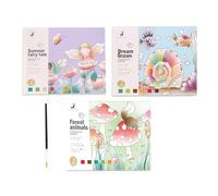 Livre de Coloriage Aquarelle,Kit de 3 Accessoires de Dessin - Set De Peinture Aquarelle | Pour Adolescents Étudiants Artistes Loisirs Maison École Voyage