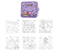 Livre de coloriage aquarelle pour enfants - Mignon dessin animé réutilisable - Ustensiles de peinture portables - Livre d'exercices aquarelle - Pour voyage, bricolage, voiture, bureau, maternelle