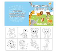 Livre de coloriage avec animaux - 250 g de pages à spirales mignonnes, œuvres d'art amusantes et ludiques, illustrations simples pour les débutants, artisanat pour pratiquer, collectionner