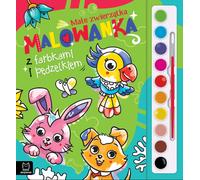 Livre de coloriage avec couleurs et pinceaux. Petits animaux