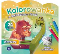 Livre de coloriage avec tatouages FLUO Dinosaures - Ouvrage collectif (Malbuch für Kinder auf Polnisch)