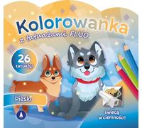 Livre de coloriage avec tatouages FLUO Pieski - Ouvrage collectif (Malbuch für Kinder auf Polnisch)