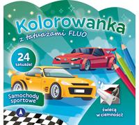 Livre de coloriage avec tatouages FLUO Voitures de sport - Ouvrage collectif (Malbuch für Kinder auf Polnisch)