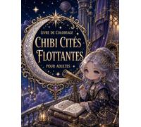 Livre de Coloriage Chibi Cités Flottantes pour Adultes: Trains aériens, observatoires et îles magiques à décorer dans un univers merveilleux