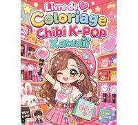 Livre de Coloriage Chibi K-POP Kawaii: Personnages pop coréens, lightsticks, mode idol et moments fan club pour enfants et ados
