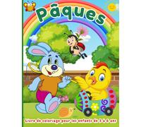 Livre de coloriage de Pâques pour enfants de 3 à 6 ans: 50 dessins amusants à colorier avec lapins heureux, œufs, poussins, paniers, fleurs pour filles et garçons