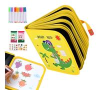 Livre de coloriage effaçable | Tablette effaçable avec 12 feutres - Activités éducatives pour voyages et voyages - Carnet de dessin pour voiture et avion