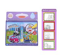 Livre À Colorier, Dessin à Colorier Réutilisable de l'eau Magique Doodle avec un Stylo Magique Cadeaux pour les Enfants en Bas Age(véhicule)