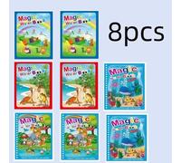 Livre De Coloriage Magique Réutilisable Pour Enfant,Jouet Sensoriel,Éducation Précoce,Dessin À L'eau,Peinture - Type 8pcs