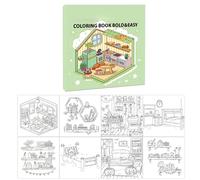 Livre de coloriage mignon, livre de coloriage pour la relaxation | Cosy Space Corner Livre de coloriage mignon - Livres de jeux d'art et d'artisanat faciles pour adultes et adolescents