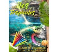Livre de coloriages Iles Tropicales Nature Paysage Relaxant Anti Stress Les Couleurs Du Soleil Bien-Etre: Cahier De Coloriages Adulte Maman Papa Et ... ! Mer Plages Cocotier et Maisons créoles