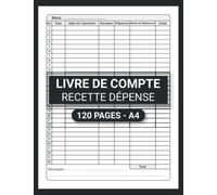 Livre De Compte Recette Dépense: Livre de compte auto entrepreneur, Registre des Recettes et des Achats, Micro entrepreneurs, Recette achat, Carnet de caisse, Grand format A4, 120 Pages