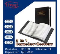 Livre de condensateur de résistance 2 en 1, échantillon de puce SMD 0201 0402 0603 0805 1206 0R ~ 10M 1% 1PF-22UF, entretien des ingénieurs étudiants C 0402 X50pcs