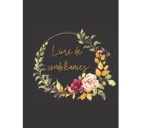 Livre de condoléances à envoyer en recommandé, couverture rigide, couronne de fleurs noir et or, 100 pages blanches à remplir, livre d'or funérailles, livre de souvenirs