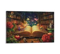 Livre de contes magiques Peinture Sur Toile Impression Tableaux Coloré Abstraite Moderne Jet D'encre D'art Tableaux Domicile Chambre Murs DécoRation Peintures 12x18inch(30x45cm)
