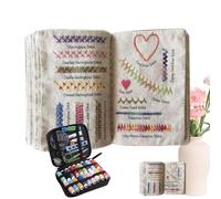 Livre de couture - Guide des points de broderie, journal d'exercice en tissu, mini carnet de travail adapté aux voyages, tutoriels illustrés, fournitures d'artisanat et d'art, design compact et léger