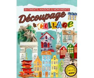 Livre de Découpage & Collage de bâtiments, maisons & monuments: + 400 illustrations aquarelle pour des collages créatifs illimités, téléchargement ... les imprimer dans la taille de votre choix.
