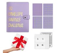 Livre de défi d'épargne - Système d'enveloppe d'organisateur d'argent | Livre de défi de planification financière et d'épargne, enveloppe d'épargne suivie, violet, comme indiqué