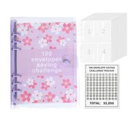 Livre de défi économique avec enveloppe - 100 classeurs de défis économiques en PVC, classeur budgétaire imperméable, classeur de défis d'enveloppe, classeur d'argent pour budgétisation, économie