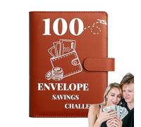 Livre de défi économique avec enveloppes - Format A5 - 100 enveloppes - Défi d'économie d'argent - Planificateur budgétaire - Vacances