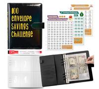 Livre de défis pour économiser de l'argent, classeur de défis de 100 enveloppes, portefeuille pour économiser de l'argent - Livre de défis amusants et organisés avec enveloppes et tracker de plan